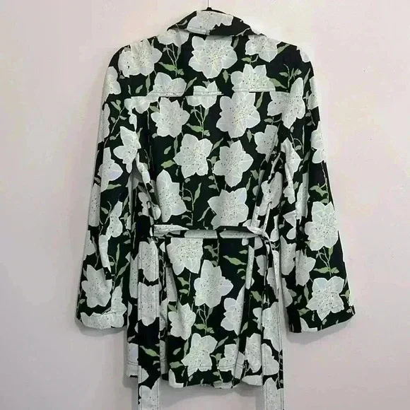BNWT 500 Madison Cinqcent Women’s floral print trench coat size Xs - Picture 3 of 5